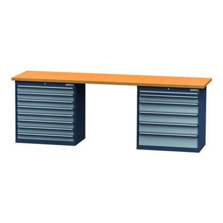 Simplaflex Reihenwerkbank, BxTxH 2500x600x860 mm, 2 Schrankgehäuse 900x575x820 mm