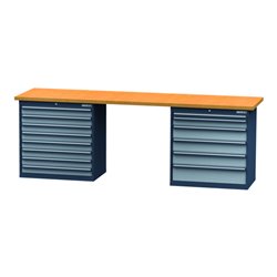 Simplaflex Reihenwerkbank, BxTxH 2500x600x960 mm, 2 Schrankgehäuse 900x575x920 mm