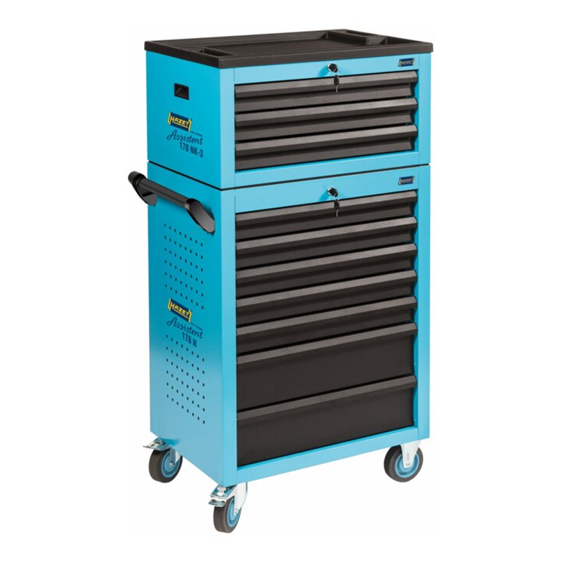 HAZET Werkstattwagen Assistent 178N-10 Schubladen flach: 8 x 80 x 527 x 348 mm Schubladen hoch: 2 x 165 x 527 x 348 mm