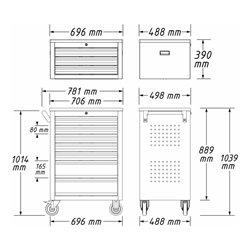 HAZET Werkstattwagen Assistent 178N-10 Schubladen flach: 8 x 80 x 527 x 348 mm Schubladen hoch: 2 x 165 x 527 x 348 mm