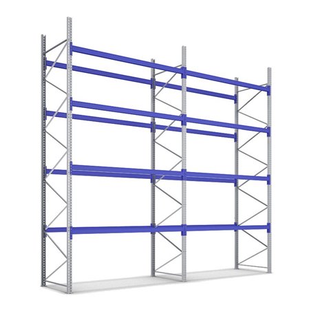 Bito Paletten-Komplettregal-Set P3 mit 4 Ebenen 800 kg, unmontiert enzianblau 1100 mm 2400 kg