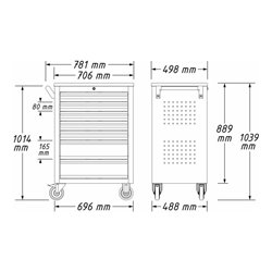 HAZET Werkstattwagen Assistent 178 N-7 mit 147 Werkzeugen 178N-7/147 Schubladen flach: 5 x 80 x 527 x 348 mm Schubladen hoch: 2 