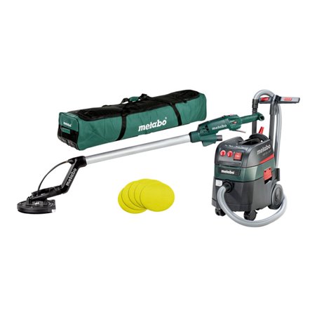 Metabo Set Langhalsschleifer LSV 5-225 + Allessauger ASR 35 L ACP mit 25 Haftschleifblättern P 120 Werkzeugtasche