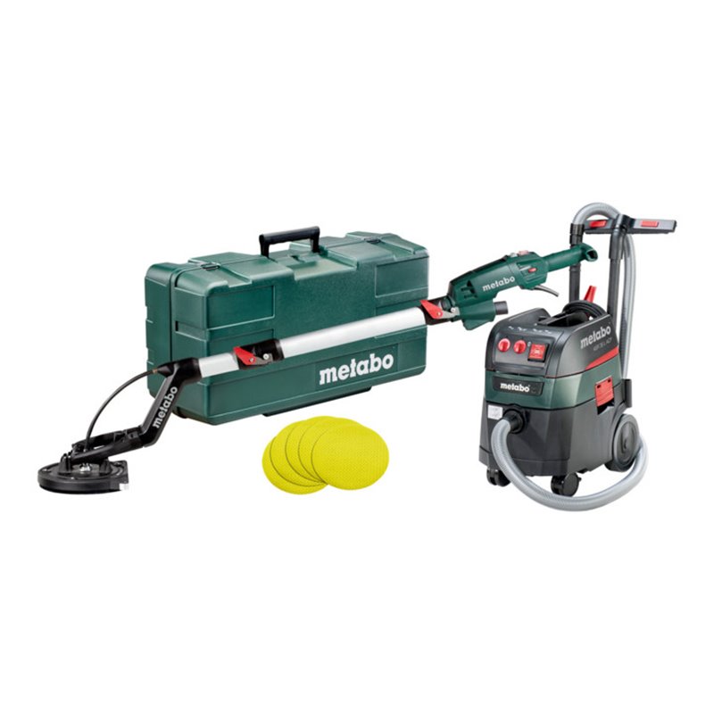 Metabo Set Langhalsschleifer LSV 5-225 Comfort + Allessauger ASR 35 L ACP mit 25 Haftschleifblättern P 120 Kunststoffkoffer