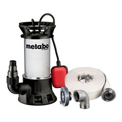 Metabo Set Schmutzwasser-Tauchpumpe PS 18000 SN mit Ablauf-Garnitur mit Armaturen (15 m x 2'), Storzkupplung (2' x 1 1/2') und W
