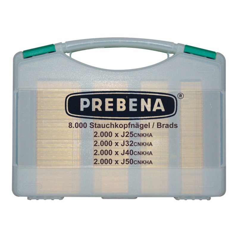 Prebena Stauchkopfnägel (Brads) im Handwerker-Koffer J-BOX