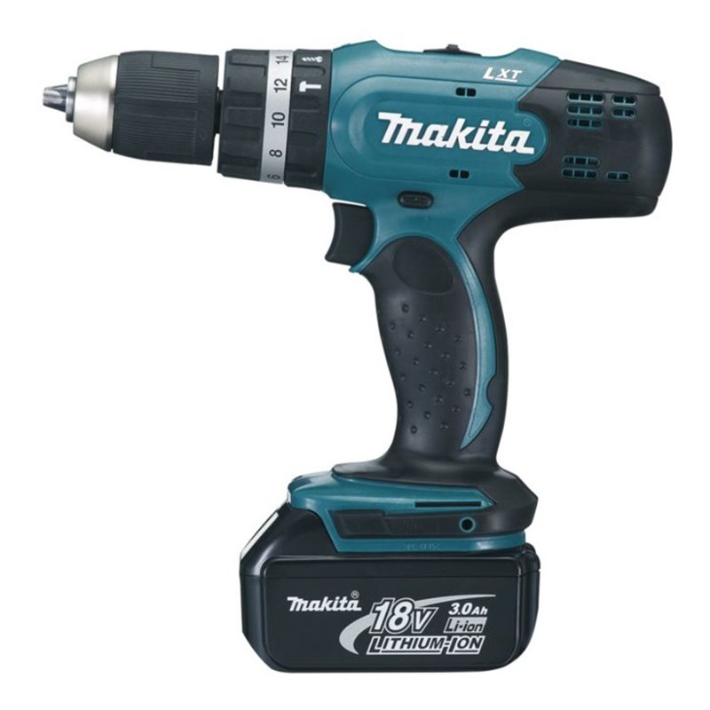 Makita Akku-Schlagbohrschrauber DHP453RFE3 Set mit 3 Akkus BL1830 3.0 Ah