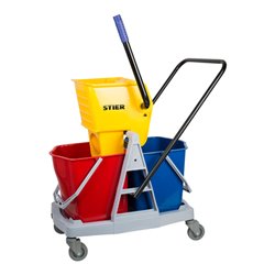 STIER Reinigungswagen Standard Set (inkl. STIER Wischmopp-Stiel und 10 STIER Bezügen)