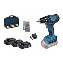 Bosch Akku-Bohrschrauber GSR 18-2-LI, mit 3 x 1,5 Ah Li-Ion Akku, in Tasche