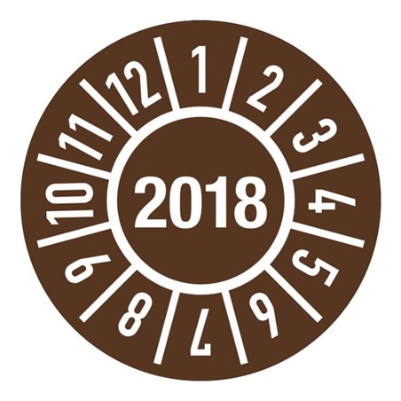 Einjahresprüfplakette D.15mm Jahr 2018 m.Monaten Folie Btl.a 100 St.