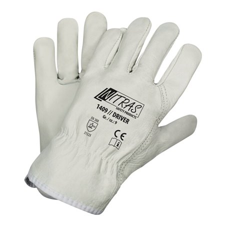 Handschuhe Driver Gr.11 grau Rindvollleder EN 388 PSA II NITRAS