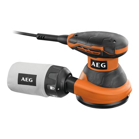 AEG 300 W Exzenterschleifer EX 125 ES, Schleiftellergröße 125 mm, inkl. 3 x Schleifblätter K 60, K 80, K 120, Staubbeutel, Stanz