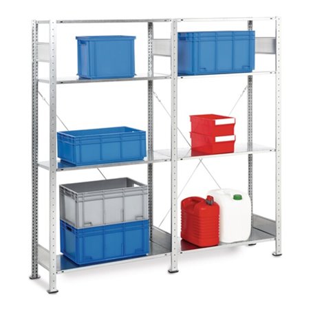 Steckregal H2000xB2000xT400mm Grund-/Anbaur.verz.8 Stahlb.Trgf.150kg Feldl.300kg