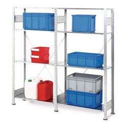 Steckregal H2000xB2000xT400mm Grund-/Anbaur.verz.8 Stahlb.Trgf.150kg Feldl.300kg