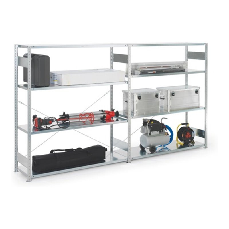 Großfach-Steckregal H2000xB1700xT600mm Anbauregalrzsilber 4Stahlböden