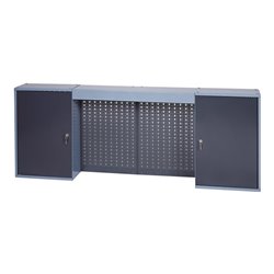 Werkzeugschrank H600xB1600xT200mm silber anth.4 Lochrückwände,2 Türen