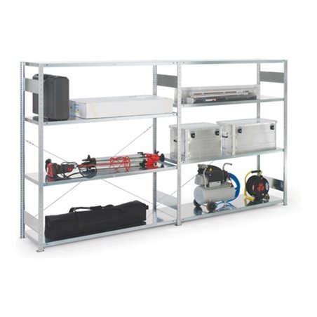 Großfach-Steckregal H2000xB1700xT400mm Anbauregalrzsilber 4Stahlböden