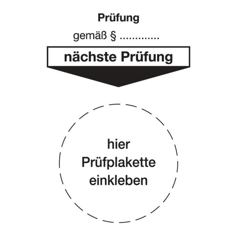 Grundplakette B80xL40mm Prüfung gemäß Paragraph Folie Btl. a 100 St.