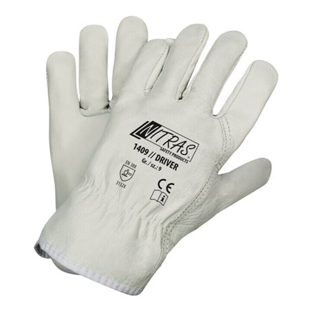 Handschuhe Driver Gr.9 grau Rindvollleder EN 388 PSA II NITRAS