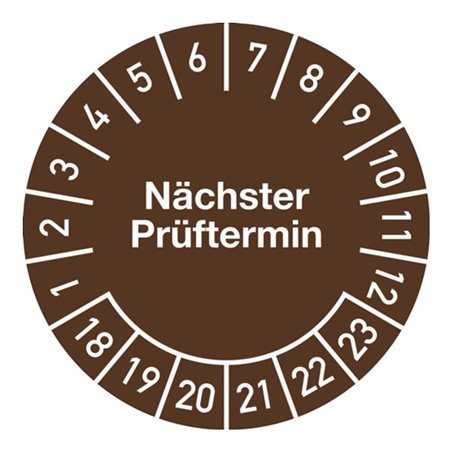 Mehrjahresprüfplakette D.20mm Nächster Prüftermin 2018-2023 Folie Btl.a 100 St.