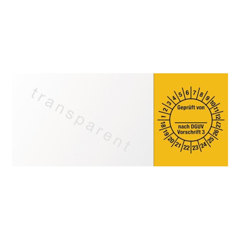 Mehrjahresprüfplakette B25xL60mm Geprüft n.DGUV3 18-27 Folie Btl.a 100 St.