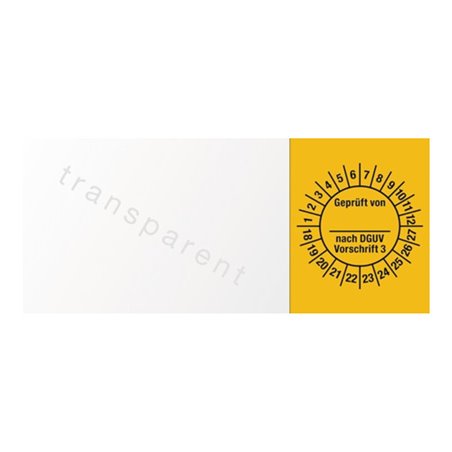 Mehrjahresprüfplakette B25xL60mm Geprüft n.DGUV3 18-27 Folie Btl.a 100 St.