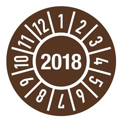 Einjahresprüfplakette D.30mm Jahr 2018 m.Monaten Folie Btl.a 100 St.