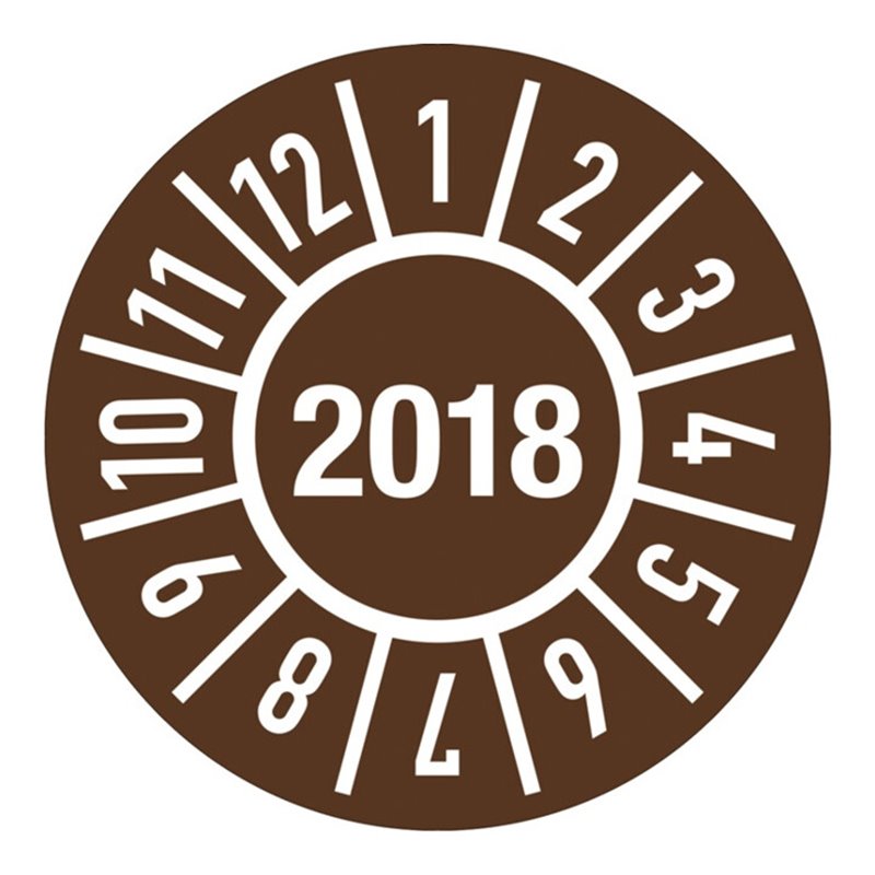 Einjahresprüfplakette D.30mm Jahr 2018 m.Monaten Folie Btl.a 100 St.