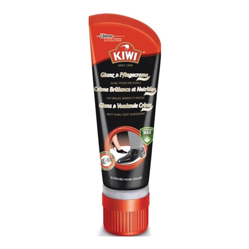 Pflegecreme m. Schwammaufträger schwarz 75 ml f. alle Leder Kiwi