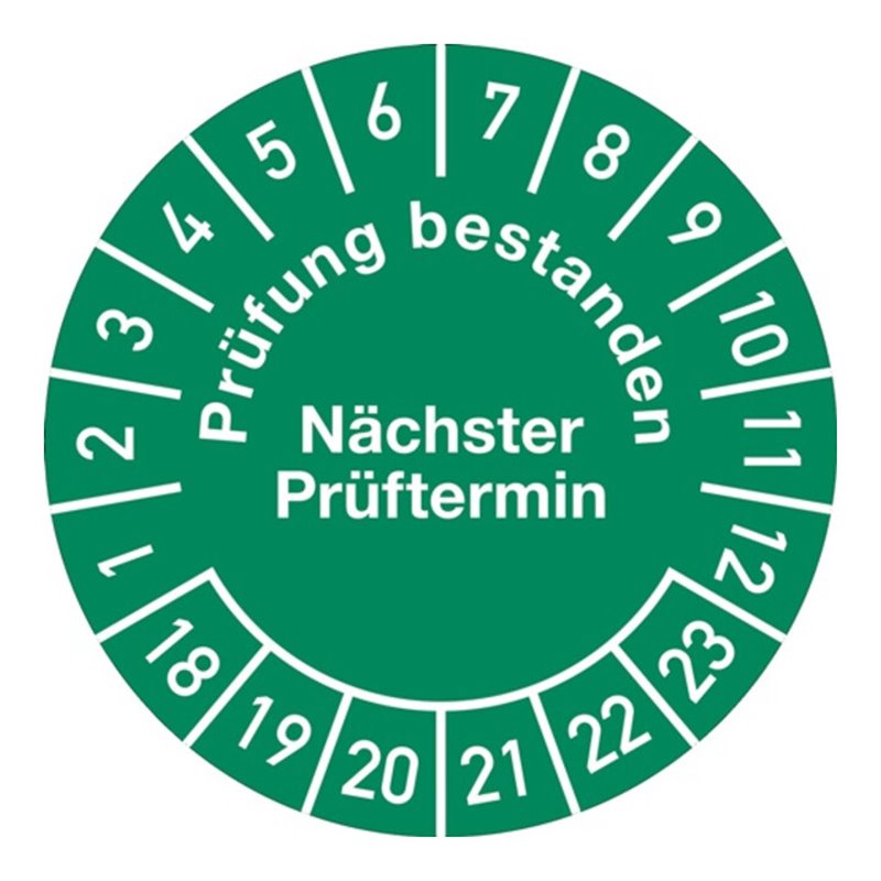 Mehrjahresprüfplakette D.30 mmBxL Prüfung bestanden 18-23 Folie