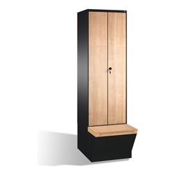 C+P Doppelspind Evolo mit Sitzbox, 2 Abteile, H2090xB600xT500/815mm Korpus Schwarzgrau