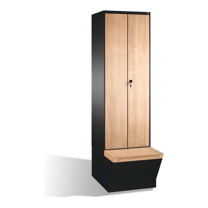 C+P Doppelspind Evolo mit Sitzbox, 2 Abteile, H2090xB600xT500/815mm Korpus Schwarzgrau