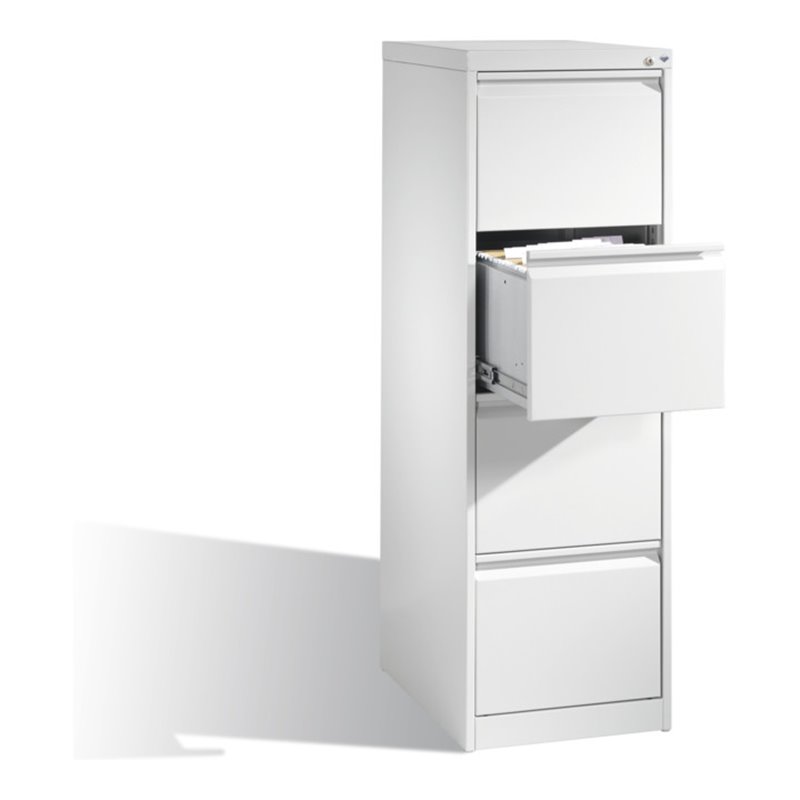 C+P Hängeregistraturschrank Acurado für Hängehefter DIN A4, 4 Schubladen, einbahnig Front Reinweiß Korpus Reinweiß