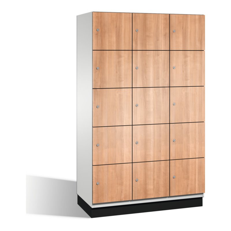 C+P Fächerschrank Cambio auf Sockel, 15 Fächer, H1950xB1200xT525mm, Reinweiß/Kirsche