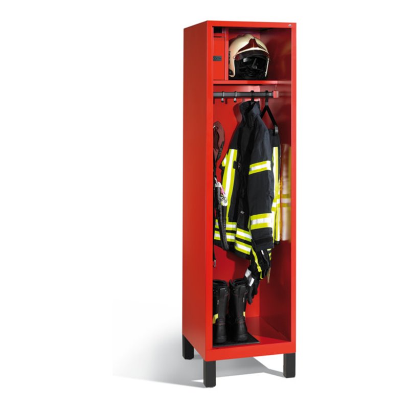 C+P Feuerwehrschrank Evolo mit Wertfach, 1 Abteil, H1850xB520xT600mm Korpus Feuerrot