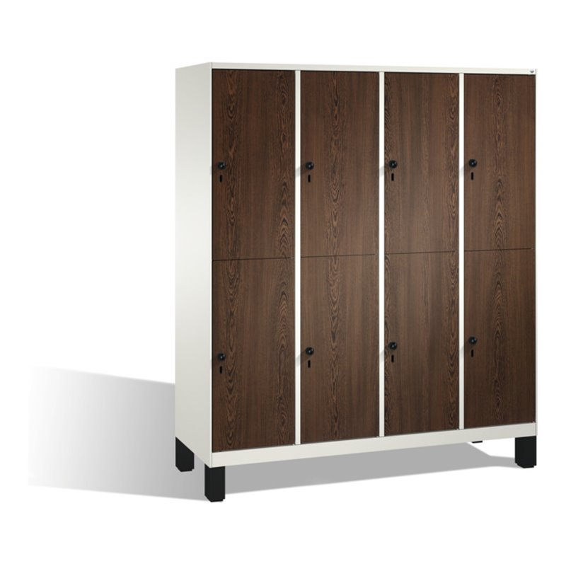 C+P Doppelstockspind Evolo auf Füßen, 8 Fächer, H1850xB1600xT500mm Korpus Reinweiß