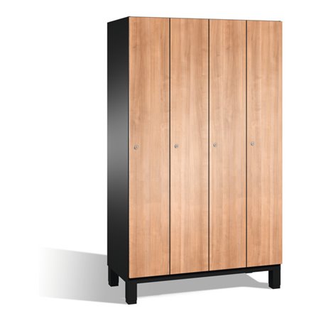 C+P Umkleidespind Cambio auf Füßen, 4 Abteile, H1980xB1200xT525mm Korpus Schwarzgrau