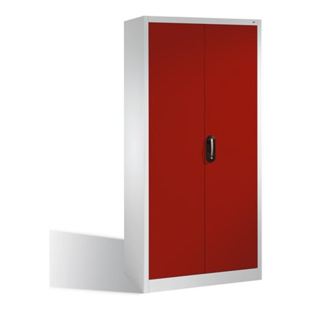 C+P Akten-Garderobenschrank Acurado mit Drehtüren, H1950xB930xT400mm Front Rubinrot Korpus Lichtgrau