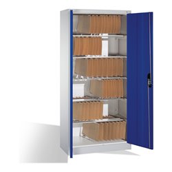 C+P Aktenschrank Acurado mit Drehtüren, innen 6 Pendelstangen, H1950xB930xT400mm Farbe Front Lapisblau