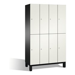 C+P Doppelstockspind Cambio auf Füßen, 8 Fächer, H1980xB1200xT525mm Front Reinweiß Korpus Schwarzgrau