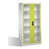 C+P Werkzeugschrank mit Sichtfenster-Drehtüren, innen 4 Böden, H1950xB930xT600mm Front Viridingrün Korpus Lichtgrau