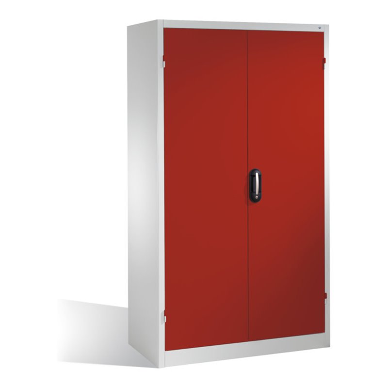 C+P Magazinschrank mit 106 Sichtlagerkästen, H1950xB1100xT535mm Front Rubinrot Korpus Lichtgrau