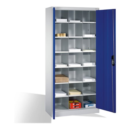 C+P Aktenschrank Acurado mit Drehtüren, innen 21 Gefache, H1950xB930xT400mm Front Lapisblau Korpus Lichtgrau