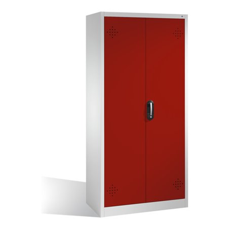 C+P Umweltschrank mit Drehtüren, 4 Polyethylen-Wannen, H1950xB930xT500mm Front Rubinrot Korpus Lichtgrau