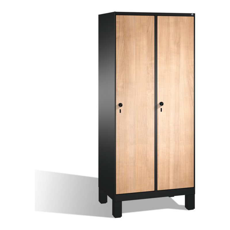 C+P Umkleidespind Evolo auf Füßen, 2 Abteile, H1850xB800xT500mm Korpus Schwarzgrau
