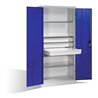 C+P Werkzeugschrank mit Drehtüren, 3 Böden und 3 Schübe, H1950xB930xT500mm Front Enzianblau Korpus Lichtgrau