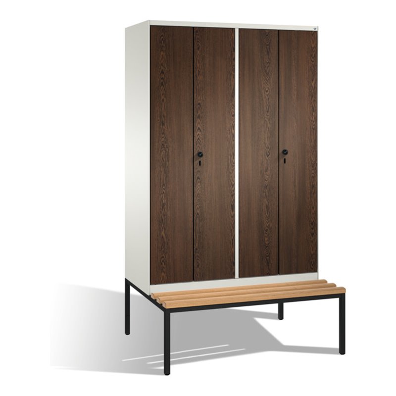 C+P Doppelspind Evolo mit Sitzbank, 4 Abteile, H2090xB1200xT500/815mm Korpus Reinweiß