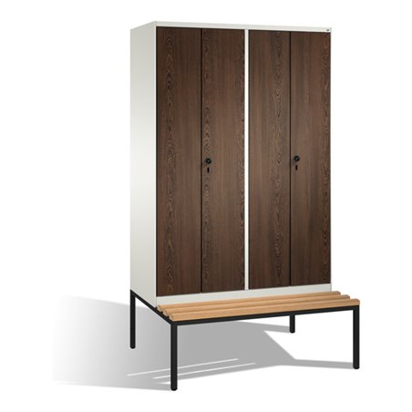 C+P Doppelspind Evolo mit Sitzbank, 4 Abteile, H2090xB1200xT500/815mm Korpus Reinweiß