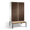 C+P Doppelspind Evolo mit Sitzbank, 4 Abteile, H2090xB1200xT500/815mm Korpus Reinweiß
