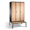 C+P Umkleidespind Evolo mit Sitzbank, 3 Abteile, H2090xB1200xT500/815mm Korpus Schwarzgrau